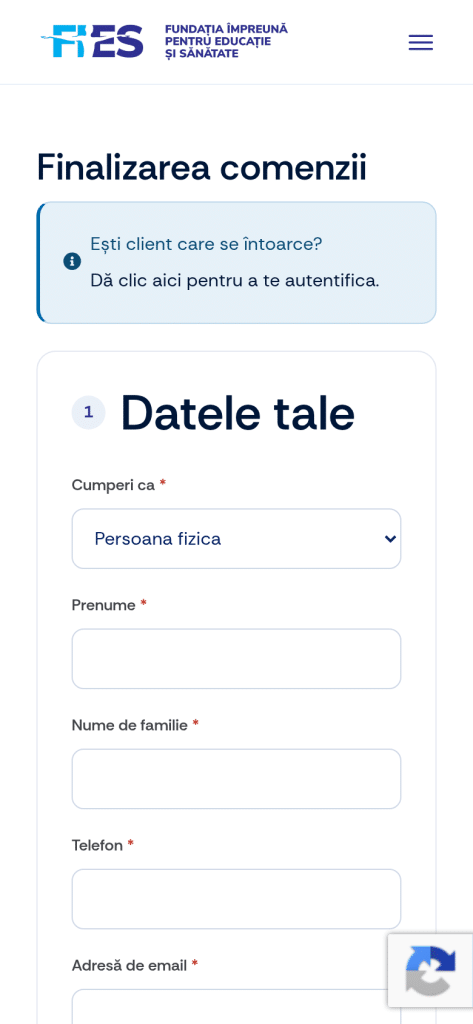Checkout pe mobil