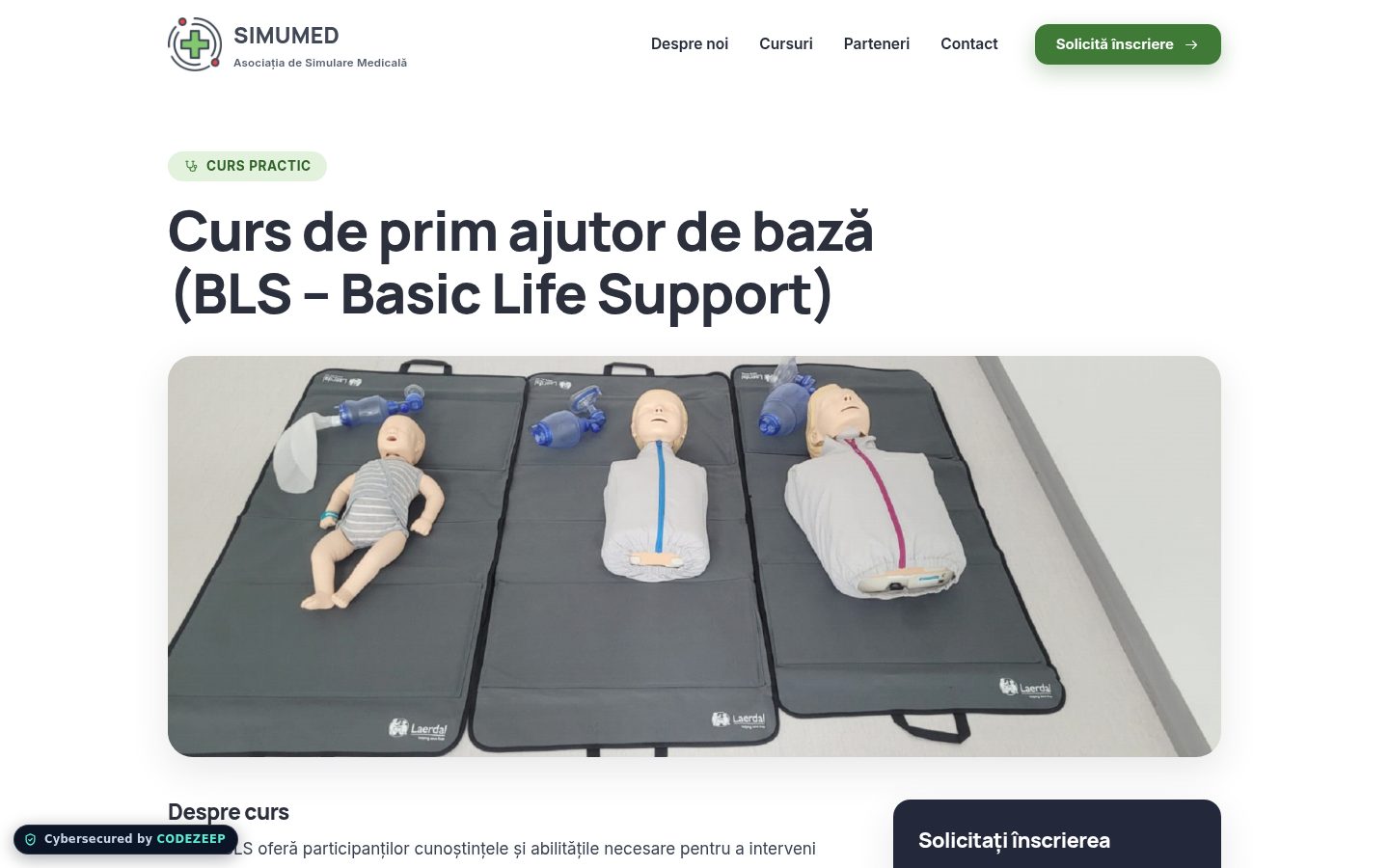 Pagina unui curs pe desktop