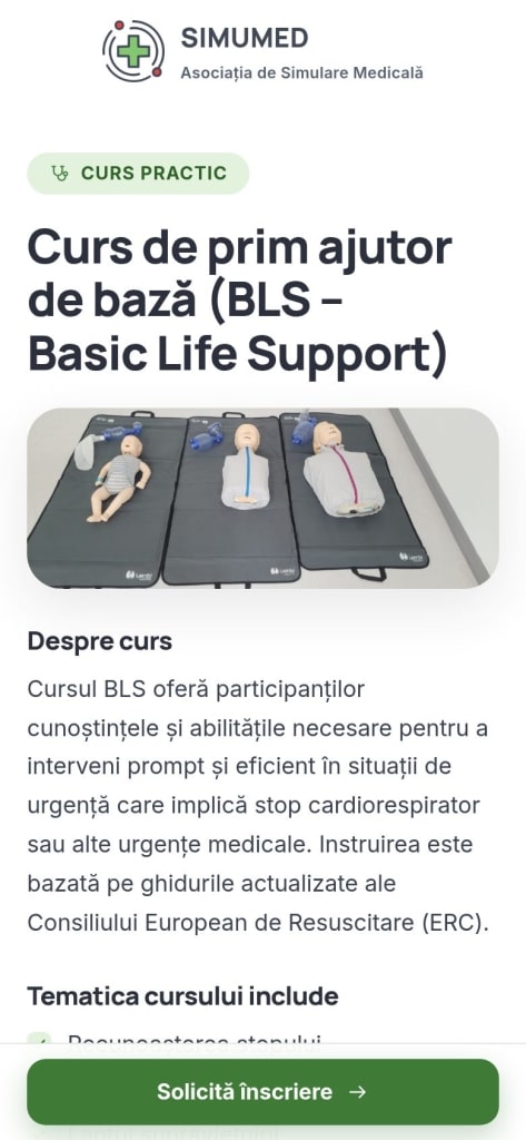 Pagina unui curs pe mobil